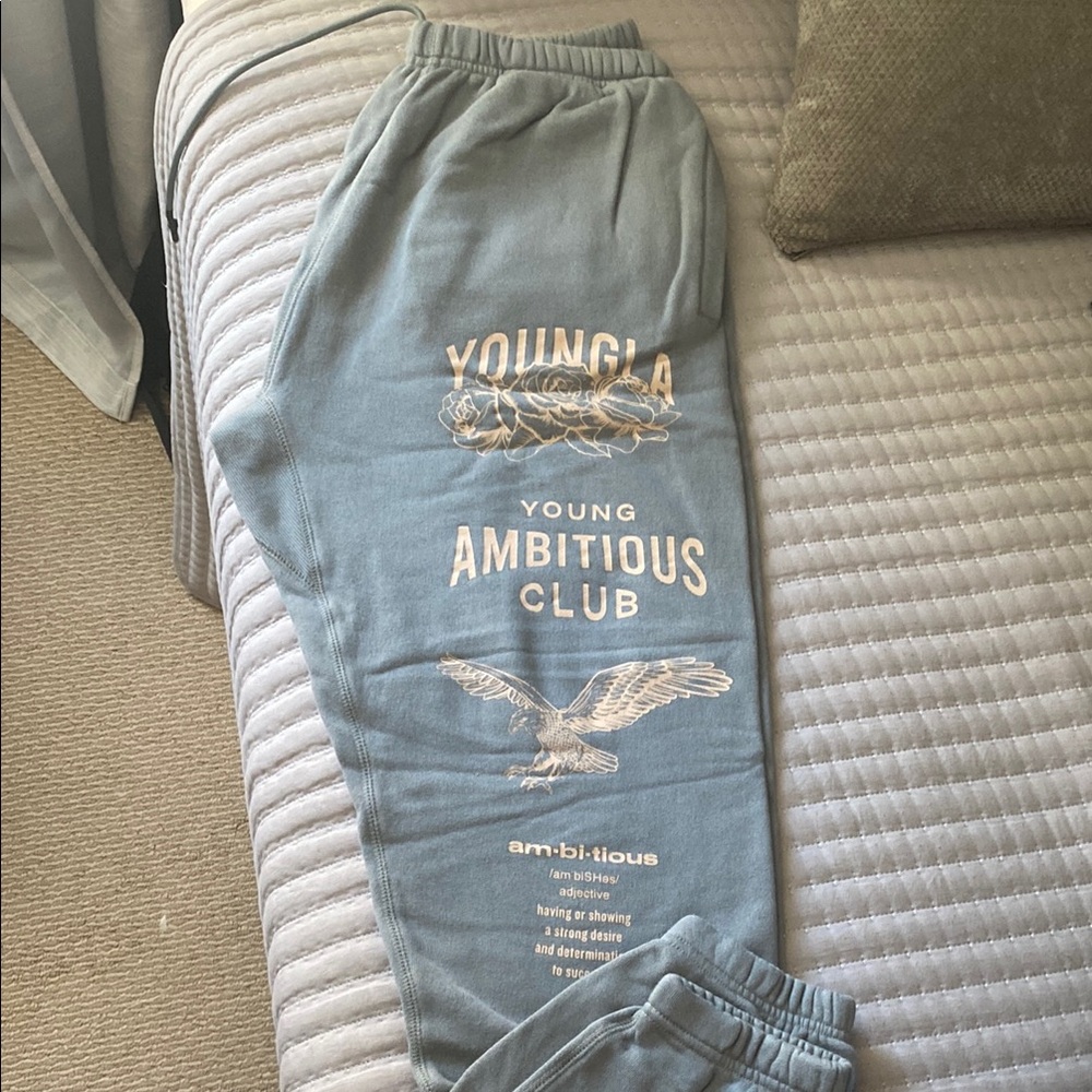 YoungLA Blue Joggers with Graphic Print